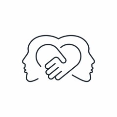 Different people and collaboration. Vector linear icon isolated on white background.