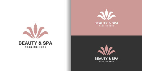 Lotus logo design for beauty, spa, fitness, yoga Premium Vector