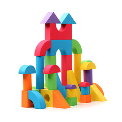 The toy castle from color blocks isolated on a white background