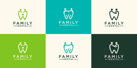people dental logo Tooth abstract design vector template Linear style.