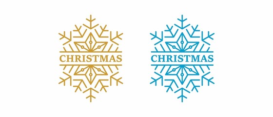 luxury antique art deco snow flake christmas logo design 