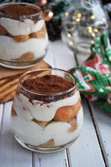 dessert tirmisu in a glass trifle