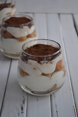 dessert tirmisu in a glass of trifle