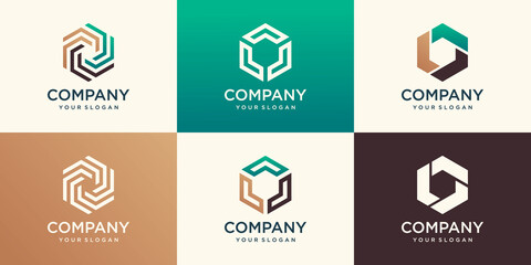 creative Hexagonal design element, hexagon logo template