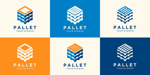 Wood pallets with hexagon log design templates. Modern easy to edit logo template. Vector design series.