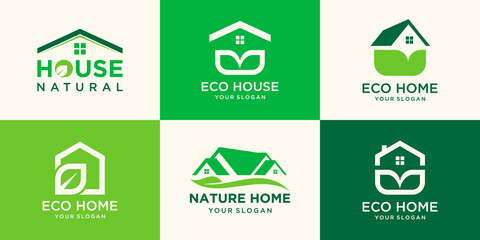 Nature house logo combined leaf with green color can be used as symbols your company