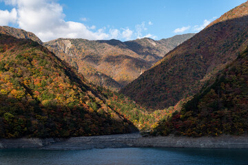 紅葉する山々