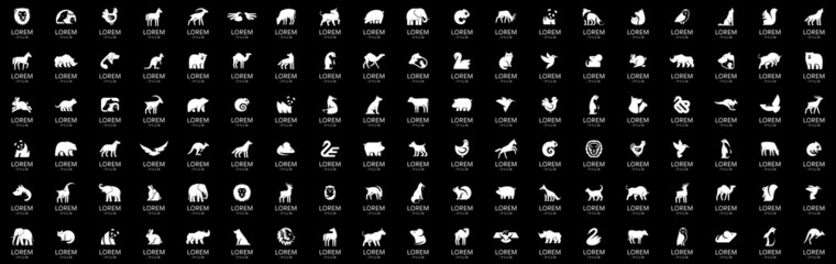 Collection de logos d& 39 animaux. Ensemble de logos d& 39 animaux. Conception d& 39 icônes