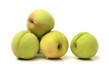 peaches  on white background