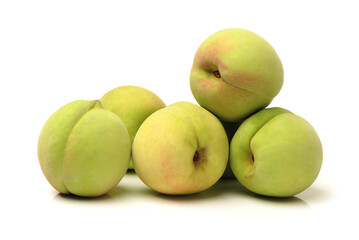 peaches  on white background
