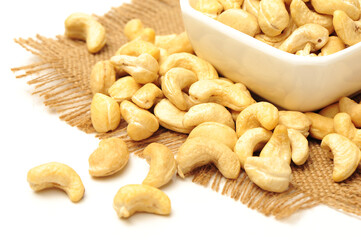 Cashew on white background 