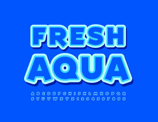 Vector Eco Emblem Fresh Aqua. Bright Modern Font. Artistic Alphabet Letters and Numbers