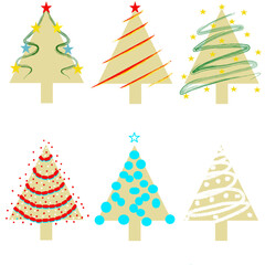 set of christmas trees