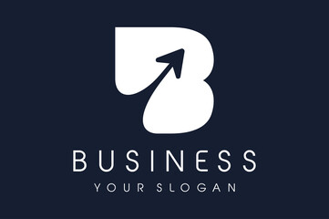 B Logo Arrow. Letter B Design Vector Illustration.