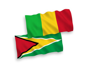 Obraz premium Flags of Co-operative Republic of Guyana and Mali on a white background