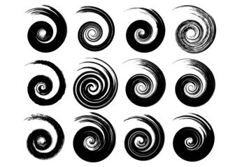 Abstract vector spiral elements, radial geometric striped patterns