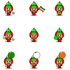 vector cartoon character mascot costume tomato vegetable set bundle St patrick's day