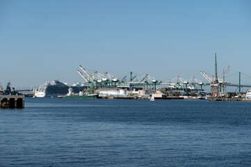 Cruise ship docked at the Port of Los Angeles