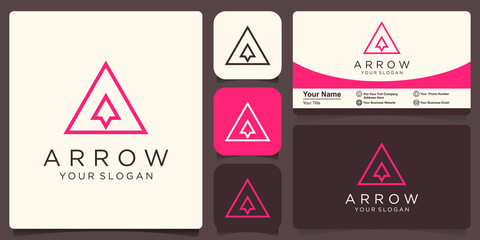 letter A with arrow inside Flat Vector Logo Design Template