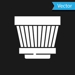 White Car air filter icon isolated on black background. Automobile repair service symbol. Vector