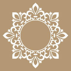 Decorative frame Elegant vector element for design in Eastern style, place for text. Floral beige and white border. Lace illustration for invitations and greeting cards