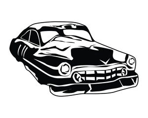 vintage muscle car logo silhouette. isolated white background front view. vector muscle car legend with speed. best for logos, badges, emblems, icons, available in eps 10.