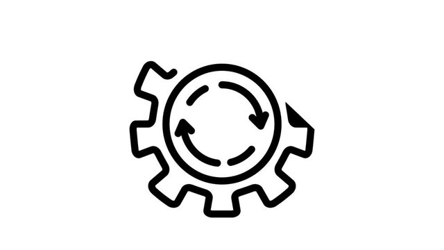 cogwheel erp animated line icon cogwheel erp sign. isolated on white background
