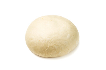 Fresh raw dough for pizza or bread baking isolated on white background.