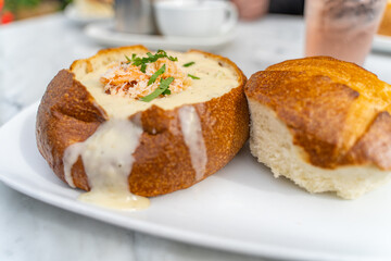 The famous California soup Clam Chowder. 