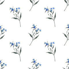 Seamless pattern from a hand-drawn watercolor flowers on a white background. Use for menus, invitations