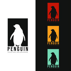 Collection of penguin logos in different colors. Vector illustration.