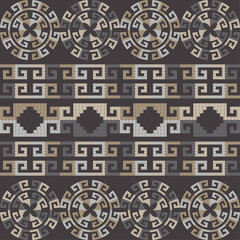 Navajo mosaic rug with traditional folk geometric pattern. Native American Indian blanket. Aztec elements. Mayan ornament. Seamless background. Vector illustration for web design or print.