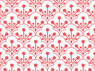 Flower geometric pattern. Seamless vector background. White and pink ornament