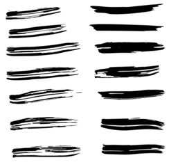 Grunge vector dry paint brush strokes. Isolated on white background. Hand drawn collection