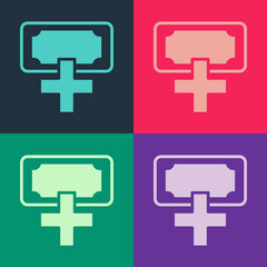 Obraz premium Pop art Donation and charity icon isolated on color background. Donate money and charity concept. Vector