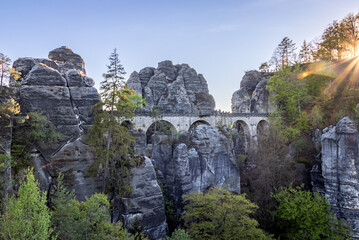 Fototapeta na wymiar Bastei bridge in the Saxon Switzerland
