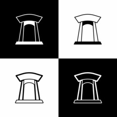 Set Korean traditional gate icon isolated on black and white background. Vector