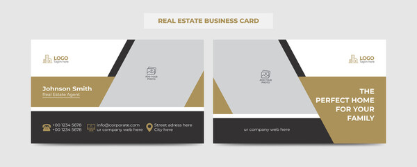 Real Estate Agent and Construction Business Card Template. Creative Real Estate Business card. Modern Home Visiting Card. Name Card Template