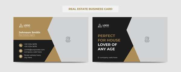 Real Estate Agent and Construction Business Card Template. Creative Real Estate Business card. Modern Home Visiting Card. Name Card Template