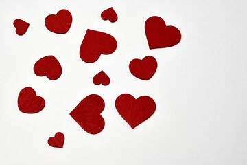 Valentines Day background with red hearts