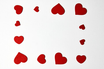 Valentines Day background with red hearts