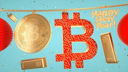 christmas background with bitcoin