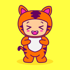 cute tiger costume character vector