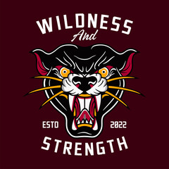 Fototapeta premium angry black panther head illustration vector