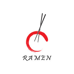 Japanese noodle logo on white background. Ramen restaurant sign symbol. vector illustration in flat style modern design