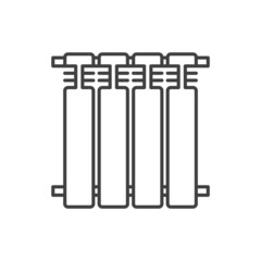 Aluminum radiator icon. A simple linear image of a radiator for heating a room. Isolated vector on pure white background.