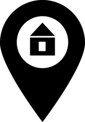 A location mark with a house. Vector icon. The symbol of location and navigation..eps