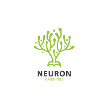 Neuron Green Tree logo design concept - vector
