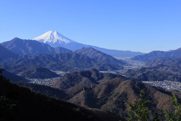麓の町と富士山