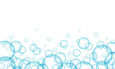 Transparent blue floating bubbles vector background